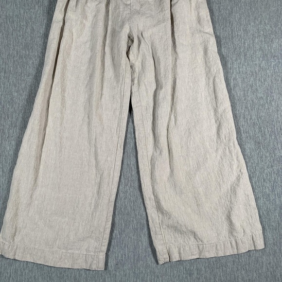Sovere Pants Womens Medium Beige High Rise Wide Leg Linen Blend Pleated - Picture 3 of 11